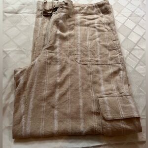 Wonderly Women’s Beige Striped Cargo Pants Size Large